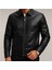 Premium Slim Fit Fermuarlı Basic Deri Ceket 2