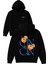 Cin Cin Tasarım Baskılı Oversize Siyah Kapüşonlu Sweatshirt 1