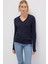 Kadın Ipek Karışımlı V Yaka Lacivert Kazak 1710720-89101 3