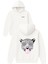 Sakızlı Leopar Tasarım Baskılı Oversize Beyaz Kapüşonlu Sweatshirt 1
