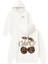 Kiraz Leopar Desenli Cherry Tasarım Baskılı Oversize Beyaz Kapüşonlu Sweatshirt 1