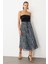 Beli Lastik Pileli Şifon Etek-Siyah 4