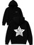 Star Yıldız Tasarım Baskılı Oversize Siyah Kapüşonlu Sweatshirt 1