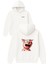 Domuz Tasarım Baskılı Oversize Beyaz Kapüşonlu Sweatshirt 1