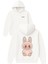 Labubu Krem Tasarım Baskılı Oversize Beyaz Kapüşonlu Sweatshirt 1