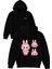 3 Tane Labubu Tasarım Baskılı Oversize Siyah Kapüşonlu Sweatshirt 1
