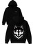 Kurt Kırmızı Gözlü Tasarım Baskılı Oversize Siyah Kapüşonlu Sweatshirt 1