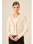 Kadın Şerit Detay Hırka Ekru 25004 1