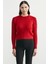 Yumoş Saç Örgü Motifli Triko Kazak - Kırmızı 1