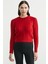 Yumoş Saç Örgü Motifli Triko Kazak - Kırmızı 3