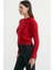 Yumoş Saç Örgü Motifli Triko Kazak - Kırmızı 5