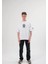 Unisex Bisiklet Yaka Baskılı Oversize T-Shirt - Beyaz 2