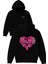 Kalp Ruj Izi Tasarım Baskılı Oversize Siyah Kapüşonlu Sweatshirt 1
