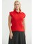 Şal Yaka Yarım Düğmeli Triko Süveter - Kırmızı 1