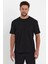 Unisex Düz Biskilet Yaka Oversize T-Shirt - Siyah 1