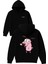 Pembe Tatlı Köpek Tasarım Baskılı Oversize Siyah Kapüşonlu Sweatshirt 1
