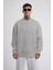 Unisex Biskilet Yaka Üç Iplik Sweatshirt - Gri 1