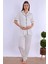 Ekru Sabahlıklı Hamile Lohusa Pijama Takımı 4