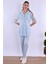 Mavi Sabahlıklı Hamile Lohusa Pijama Takımı 4