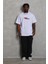 Unisex Bisiklet Yaka Double Oversize Baskılı T-Shirt - Beyaz 2