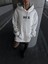 Uzun Kol Kapüşonlu Göğüs Baskılı Sweatshirt - Beyaz 1