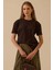 Kadın Kısa Kollu Basic T-Shirt - Kahverengi 1