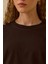 Kadın Kısa Kollu Basic T-Shirt - Kahverengi 4