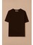 Kadın Kısa Kollu Basic T-Shirt - Kahverengi 5