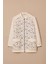 Kadın Büyük Beden Desenli Fermuarlı Kap - Ekru 4