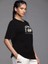 Kadın Baskılı Oversize T-Shirt - Siyah 2