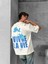 Ön ve Arka Baskılı Oversize Bisiklet Yaka T-Shirt- Beyaz 5