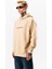 Erkek Bej Sweatshirt Oversize Kapüşonlu Baskılı Yumusaçık Kumaşlı 2
