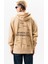 Erkek Bej Sweatshirt Oversize Kapüşonlu Baskılı Yumusaçık Kumaşlı 4