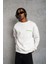 Erkek Oversize Sweatshirt – Beyaz Renk | Ön ve Sırt Baskılı, Üç Iplik Içi Pamuklu Kumaş, Rahat Kalıp, Ribanalı Kışlık Sweat | Winagain Polizei Serisi - Beyaz 2