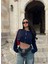 Kadın Önü Düğmeli Örme Crop Triko Kazak 1