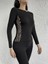 Kadın Siyah Uzun Kollu Viskon Basic Bluz Yanı Leopar Şerit Detaylı Bisiklet Yaka Body 4