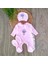 Kız Bebek %100 Pamuklu Pembe Kadife Kumaş Lavanta Çiçeği Tulum Seti Bebek Hediyesi BBK5519 2