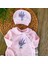 Kız Bebek %100 Pamuklu Pembe Kadife Kumaş Lavanta Çiçeği Tulum Seti Bebek Hediyesi BBK5519 5