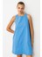 Pamuklu Rahat Kalıp Elbise-Mavi 3