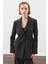 Kuşaklı Tek Düğmeli Blazer Ceket Siyah 4