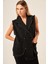 Ftz Kadın Kruvaze Düğme Detaylı Yelek Siyah 20763 4
