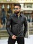 Erkek Fermuarlı Slim Fit Deri Ceket 2