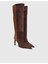 Erica Hakiki Süet Deri Kadın Kahverengi Topuklu Çizme 1