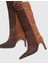 Erica Hakiki Süet Deri Kadın Kahverengi Topuklu Çizme 2