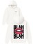 Blah Blah Tasarım Baskılı Oversize Beyaz Kapüşonlu Sweatshirt 1