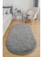 Gri Oval Post Halı Peluş Yumuşak Kaymaz Dot Taban Antibakteriyel Makinada Yıkanabilir Yolluk 3