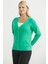 Metal Düğmeli Oversize Triko Hırka - Yeşil 3