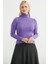 Tam Balıkçı Fitilli Basic Triko Kazak - Lila 1