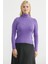 Tam Balıkçı Fitilli Basic Triko Kazak - Lila 3