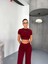 Osy Modal Yumuşak Dokulu Kumaş Kısa Kollu Crop Alt Ispanyol Paça Pantalon Ikili Takım - Bordo 5